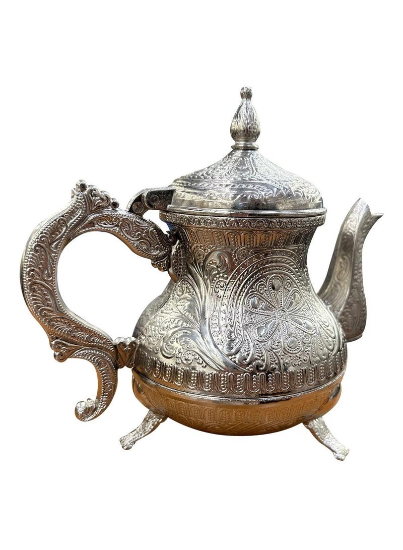 إبريق شاي تركي عثماني من معدن الزاماك سعة 0.85 لتر – تصميم تقليدي بارز - Image 3